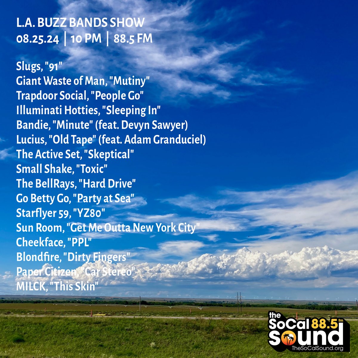 Coming at 10PM: <a href="/BuzzBandsLA/">Buzz Bands LA</a> Show on 88.5 FM <a href="/TheSoCalSound/">The SoCal Sound</a>, ft. Illuminati Hotties, Trapdoor Social, Starflyer 59, Slugs, Lucius, Bandie, the Active Set, Go Betty Go, Giant Waste of Man, the BellRays, Blondfire, Paper Citizen, Small Shake, Cheekface +++ bit.ly/3T23Jyt