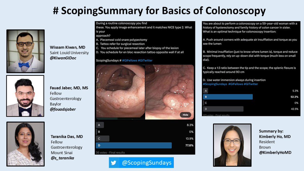 ScopingSundays's tweet photo. Missed out on the 🔥🔥 #ScopingSundays discussion last weekend on “Basics of #Colonoscopy”

Check out the #ScopingSummary from the interactive discussion led by @KiwanGIDoc, @s_taranika &amp; @fouadsjaber !

Special thanks to @KimberlyHoMD for the summary! https://t.co/MRBptLf9XY