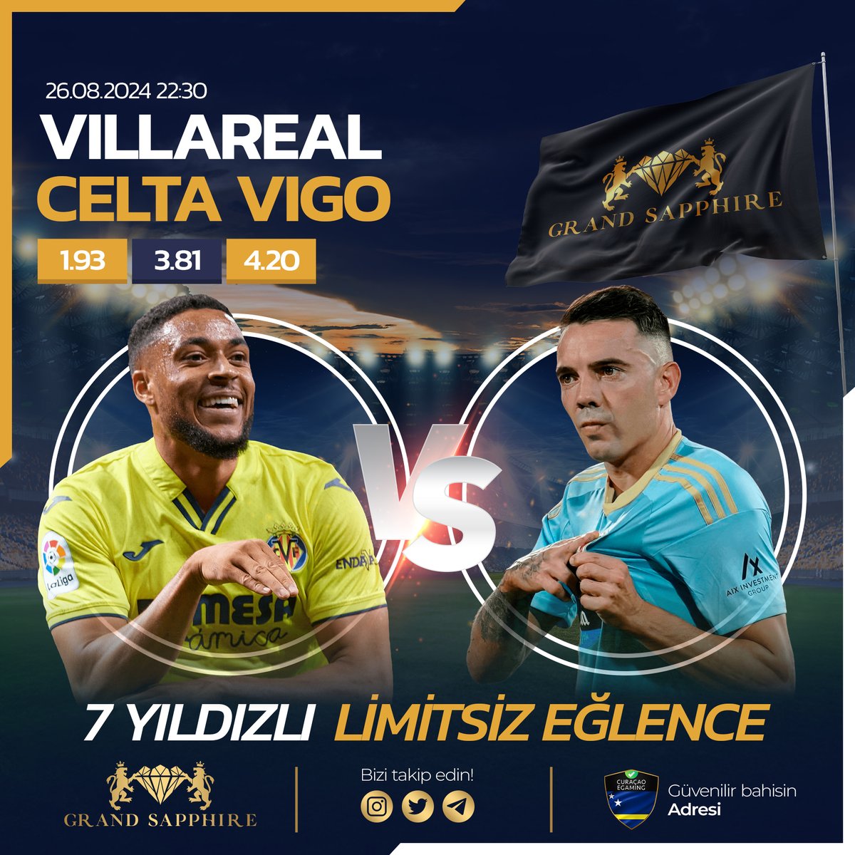 grandsapphire_'s tweet photo. 🤝En Yüksek Oranlar GrandSapphire'de

✔️ VILLAREAL - CELTA VIGO

💥Başka Yerde Olmayan Bahisler ve En Yüksek Oranlar Burada Size Özel!

👑%100 Spor Hoşgeldin Bonusu ile daima kazan!

🔗 Hemen üye ol! (https://t.co/aBudeQ7JJh) https://t.co/U8voQdyLDJ