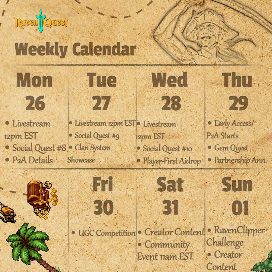 RavenQuestGame's tweet photo. Are you ready, Adventurers? ⚔️

This week is packed with new challenges and updates to get you ready for our Early Access! 🎯

Don’t miss out—join our Discord to stay informed and prepare for the upcoming adventures: https://t.co/uI7mdgq2OE

#RavenQuest https://t.co/ObTi9aDO2l