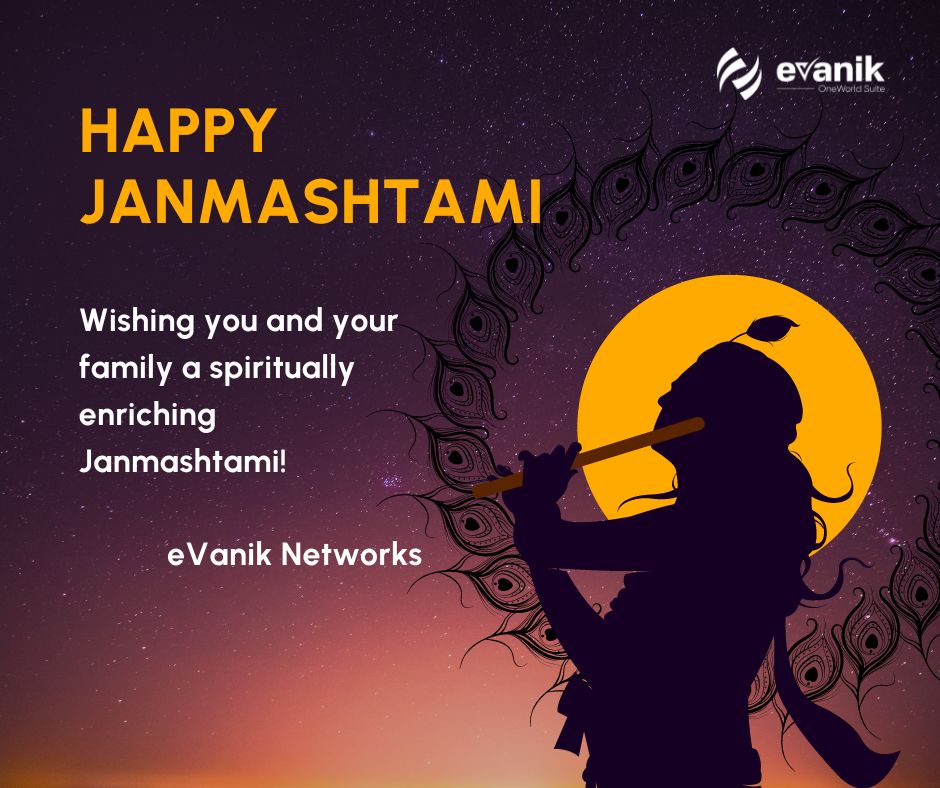 On this sacred day, we at eVanik Networks celebrate the divine birth of Lord Krishna. May His wisdom inspire us to lead with integrity.

Wishing you and your loved ones a joyous and blessed Janmashtami! 🙏

#Janmashtami #HappyJanmashtami #eVanikNetworks #InnovationAndIntegrity
