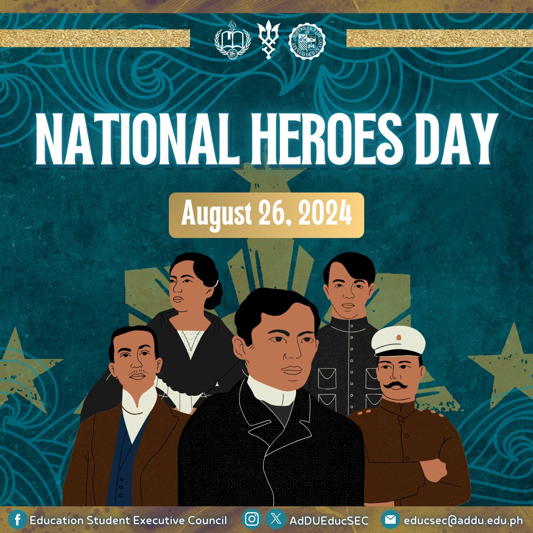 AdDUEducSEC's tweet photo. From the EducSEC, 𝐇𝐚𝐩𝐩𝐲 𝐍𝐚𝐭𝐢𝐨𝐧𝐚𝐥 𝐇𝐞𝐫𝐨𝐞𝐬 𝐃𝐚𝐲!🌟

Today, we honor the bravery and sacrifice of those who shaped our nation’s history, celebrating their remarkable contributions. May their legacy inspire us daily as we strive for excellence.

#KingoftheSeas 🔱 https://t.co/KTBolnt2Wm
