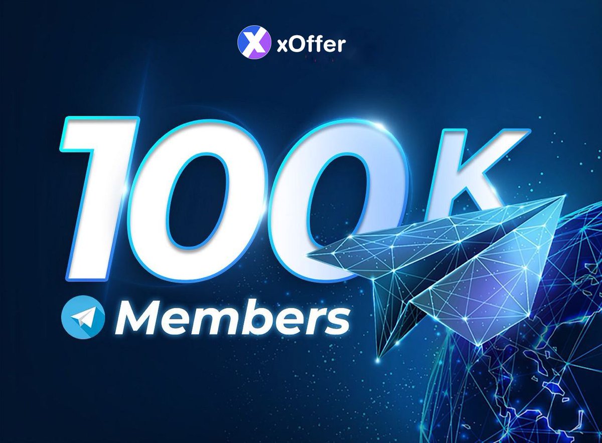 xOfferNetwork's tweet photo. 🎉 Celebrating 100K Users 🎉
We are thrilled to announce that xOffer Official Channel has reached 100,000 members!
Thanks for your support!
🔗 Play Now : @xOfferGameBot
#xOffer #xOffer #Play2Earn #LuckyWheel #TopMinerRace