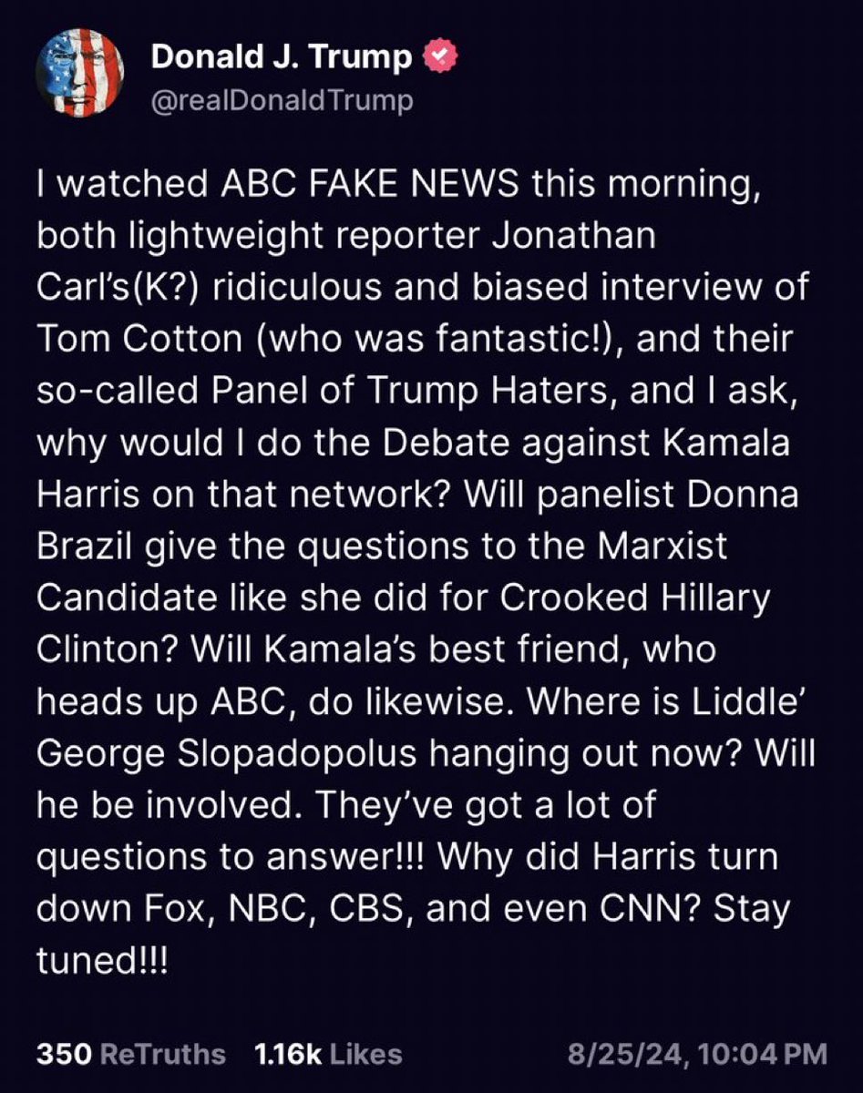 BREAKING: Donald Trump is now wavering on his commitment to debate Kamala Harris. It’s clear Donald Trump is terrified of Kamala Harris.