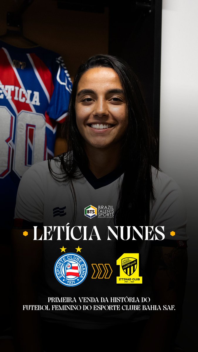 ruany_verissimo's tweet image. O E.C Bahia SAF faz história ao anunciar a sua primeira venda no futebol feminino. E a BTS muito se orgulha de ter intermediado tal feito e ainda mais por ser uma atleta de nosso portfólio. @leeeh_oliver39
#braziltalenstportswomen #futebolfeminino #fifaagent #agentefifa