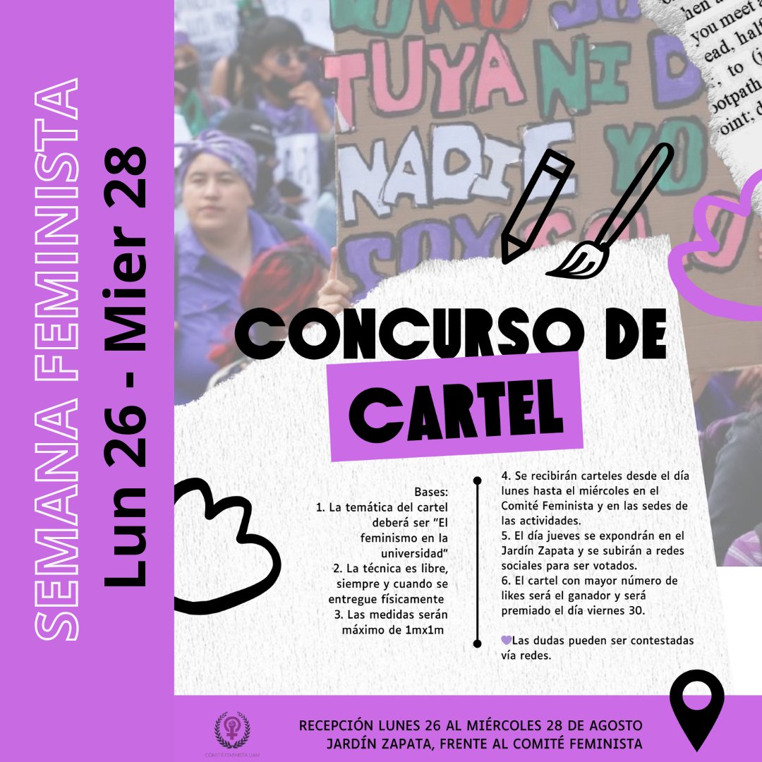 Comunidad <a href="/uamxoficial/">UAM Xochimilco</a> les compartimos las actividades de este LUNES 26 para la SEMANA FEMINISTA. 
¡No olviden vestir de morado!  ¡Las esperamos!
#uam #feministas #CFUAM #UamX
