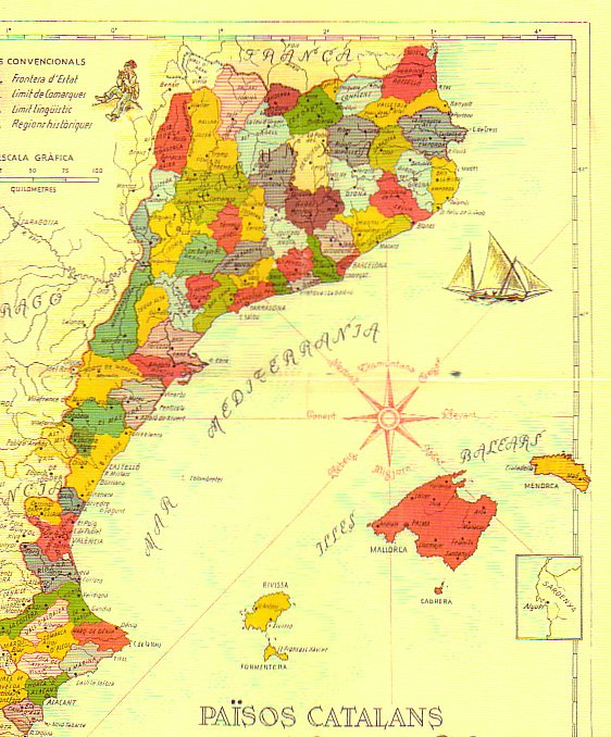 deleslletres's tweet photo. Un decret de la Generalitat d'avui fa 88 anys establia la divisió de Catalunya en comarques. 
Un record per a Joan Ballester Canals, jutjat i empresonat per propaganda il·legal, per haver publicat el 1962 el mapa comarcal dels Països Catalans, "la maniobra + eficaç" segons Fuster https://t.co/TNaJVEZcDC