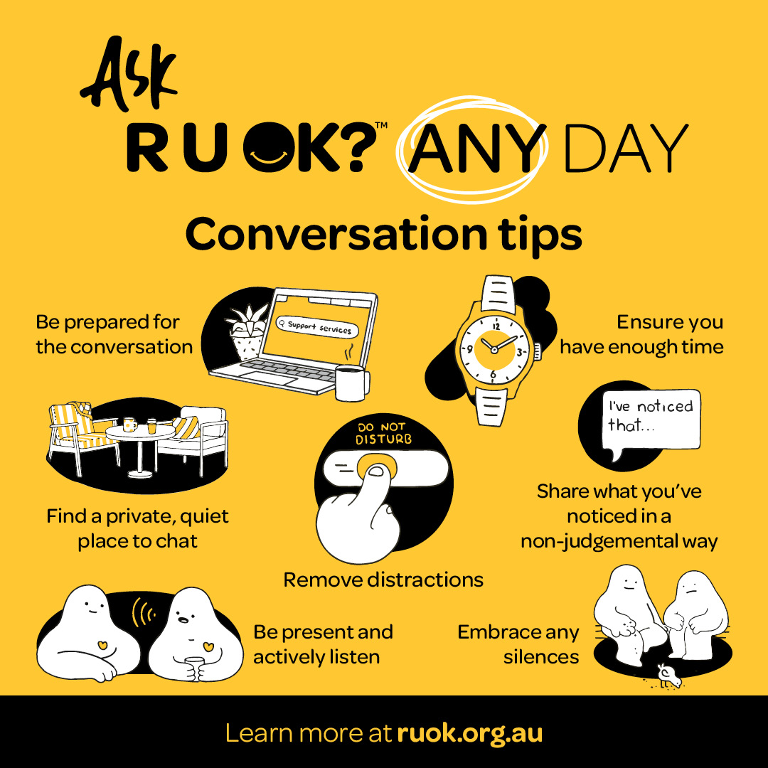 Worried about someone and want to check in?

These tips can help you navigate the conversation.

#ruokanyday
