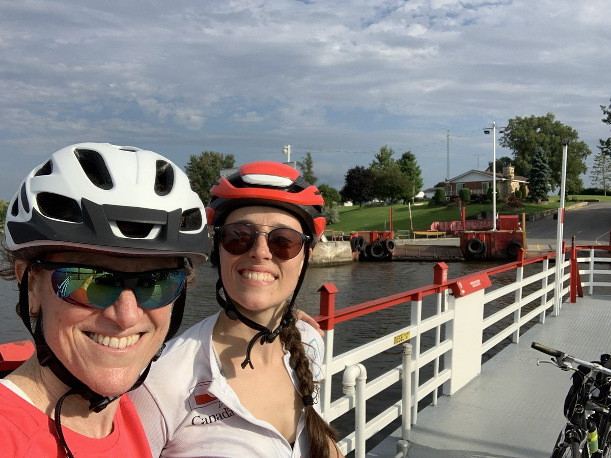 Scanlon_Leslie's tweet image. What a great 🚲 trip !! Day one was 93km, mostly on the Ontario side of the Ottawa River, then to the Montebello ferry and onto #ParcOmega where we slept in teepees!! Terrific. Then home via the Masson-Angers ferry. A ❤️🎁 of time together organized by my daughter.