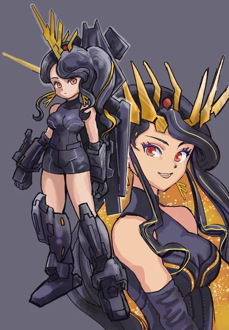 描き途中 鉄オルを半分見ながら半分色塗りしてた トップスさみしいから線を入れた