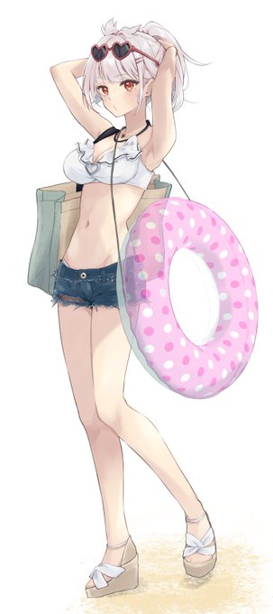 昨日投稿した水着もちなのシンプルにトリミングした.ver 背景の無い全身立ち絵って普段投稿しないからどんな感じが好まれるかよくわからん…  余計な事するぐらいならこっちの方が見やすい?