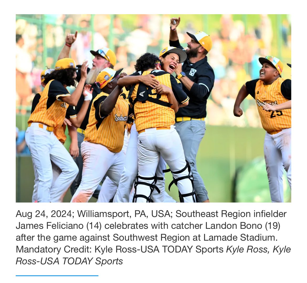 Congrats to USA for winning LLWS world championship! Great plays and sportsmanship!
