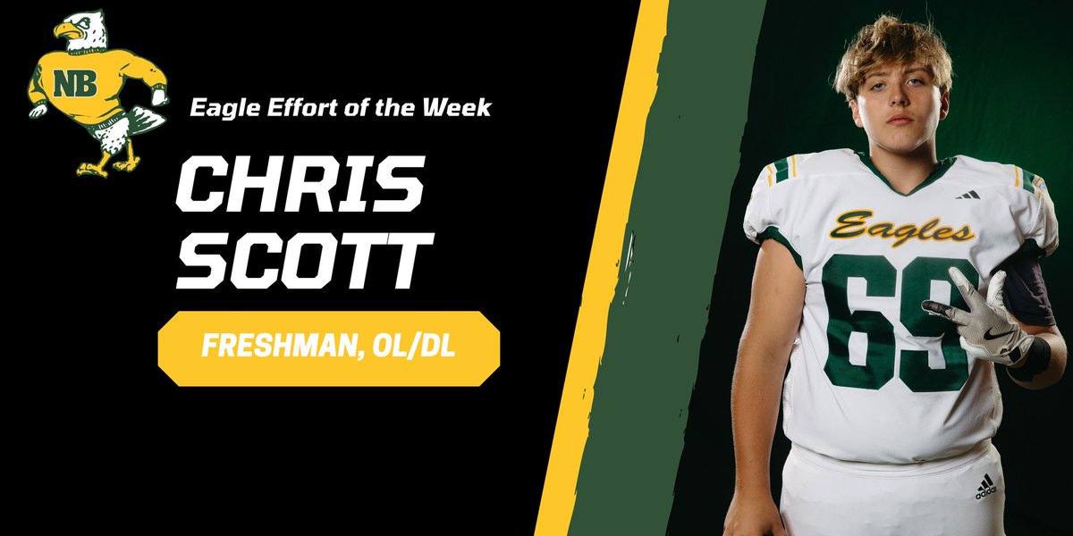 This freshman continues to impress at practice with his effort and commitment. 

Congrats to freshmen Chris Scott for Eagle Effort of the Week.