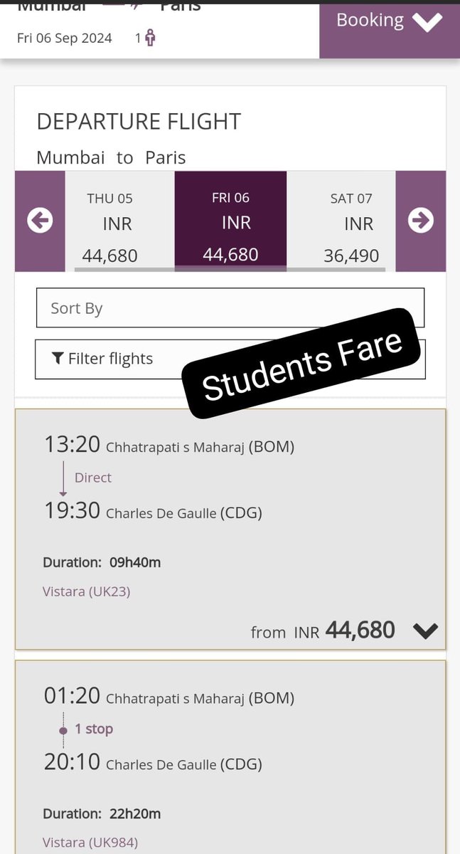 GeekPankaj's tweet photo. @airvistara why is the students fare costlier than normal fare??
It says you provide additional baggage allowance for students but forgot to mention that they need to pay more than the normal fare. https://t.co/Bn83ToEHAR