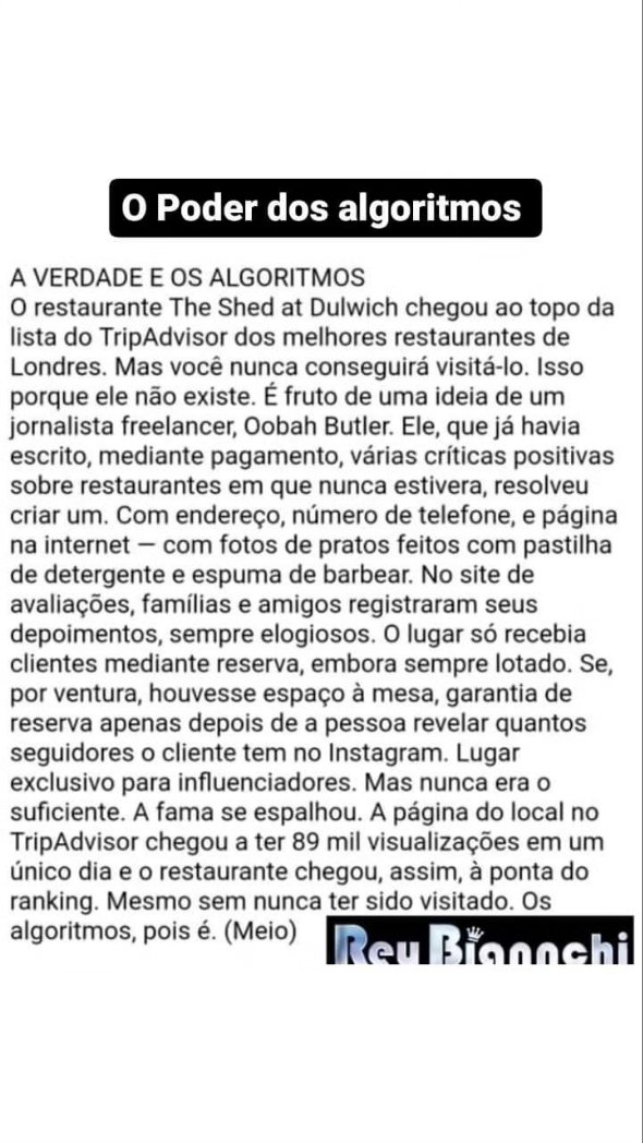 A verdade dos algoritmos