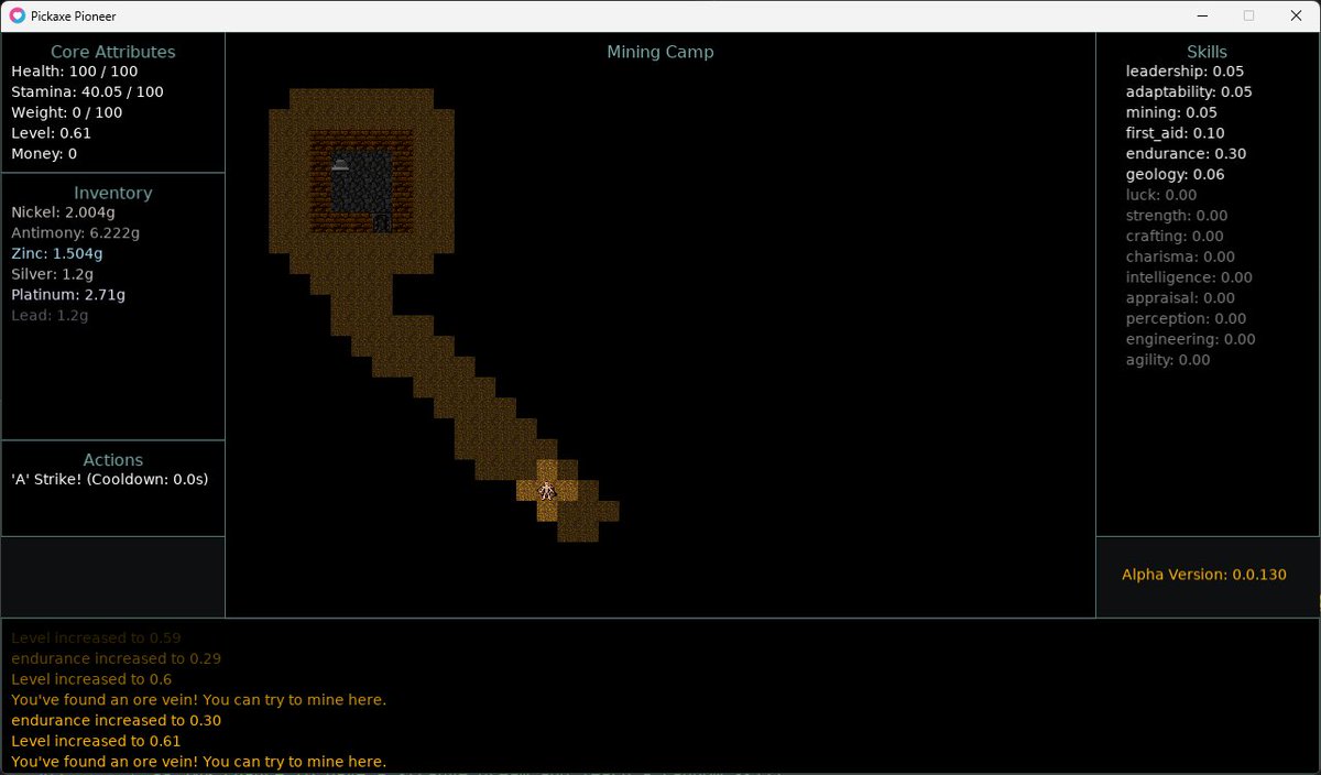 BodenGameDev's tweet photo. Been working more on #pickaxe_pioneers, revamped the UI and changing how actions/skills work

#gamedev #indiedev #pixelart #roguelike https://t.co/GjtEiDhyjz