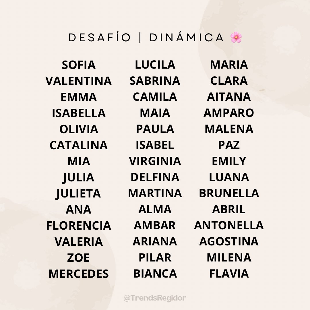¡DINÁMICA!
─ Comenta DOS nombres de cada fila junto a la tendencia

FLOR ESTAMOS CON VOS