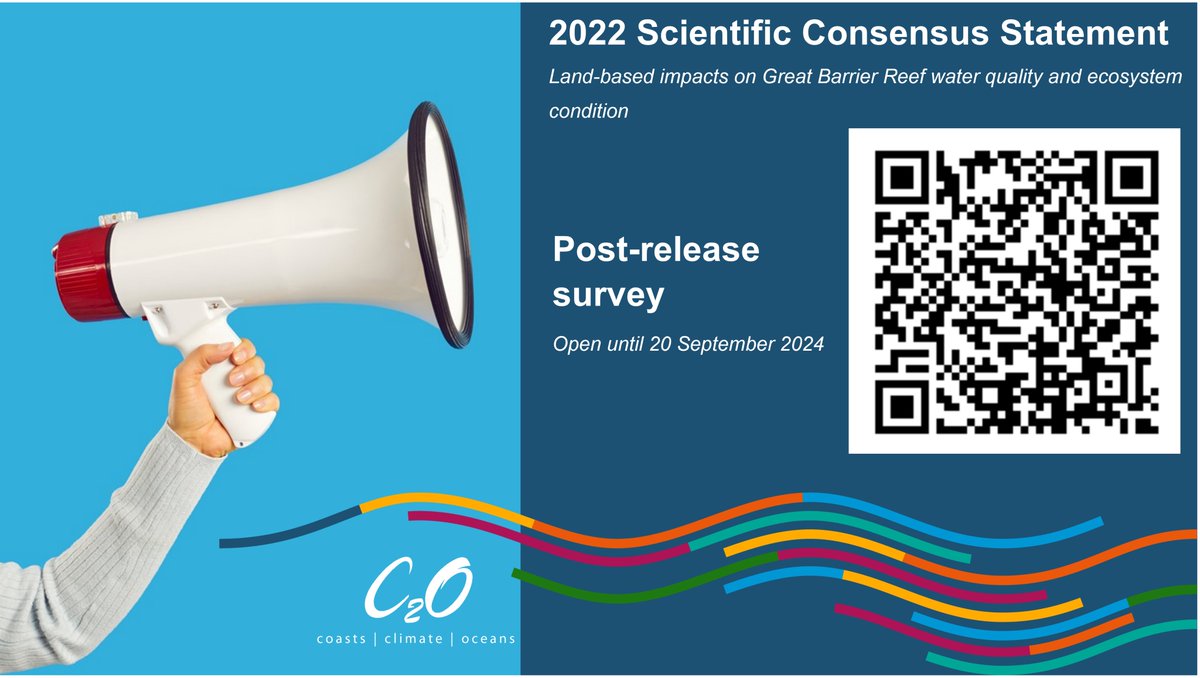 📢 Now the 2022 Scientific Consensus Statement has been out for a few weeks, we're looking for feedback from you on the process and final outputs. Survey: uniofqueensland.syd1.qualtrics.com/.../SV...
2022 SCS website: reefwqconsensus.com.au
Thanks!
#GBR #WaterQuality #EvidenceBasedScience