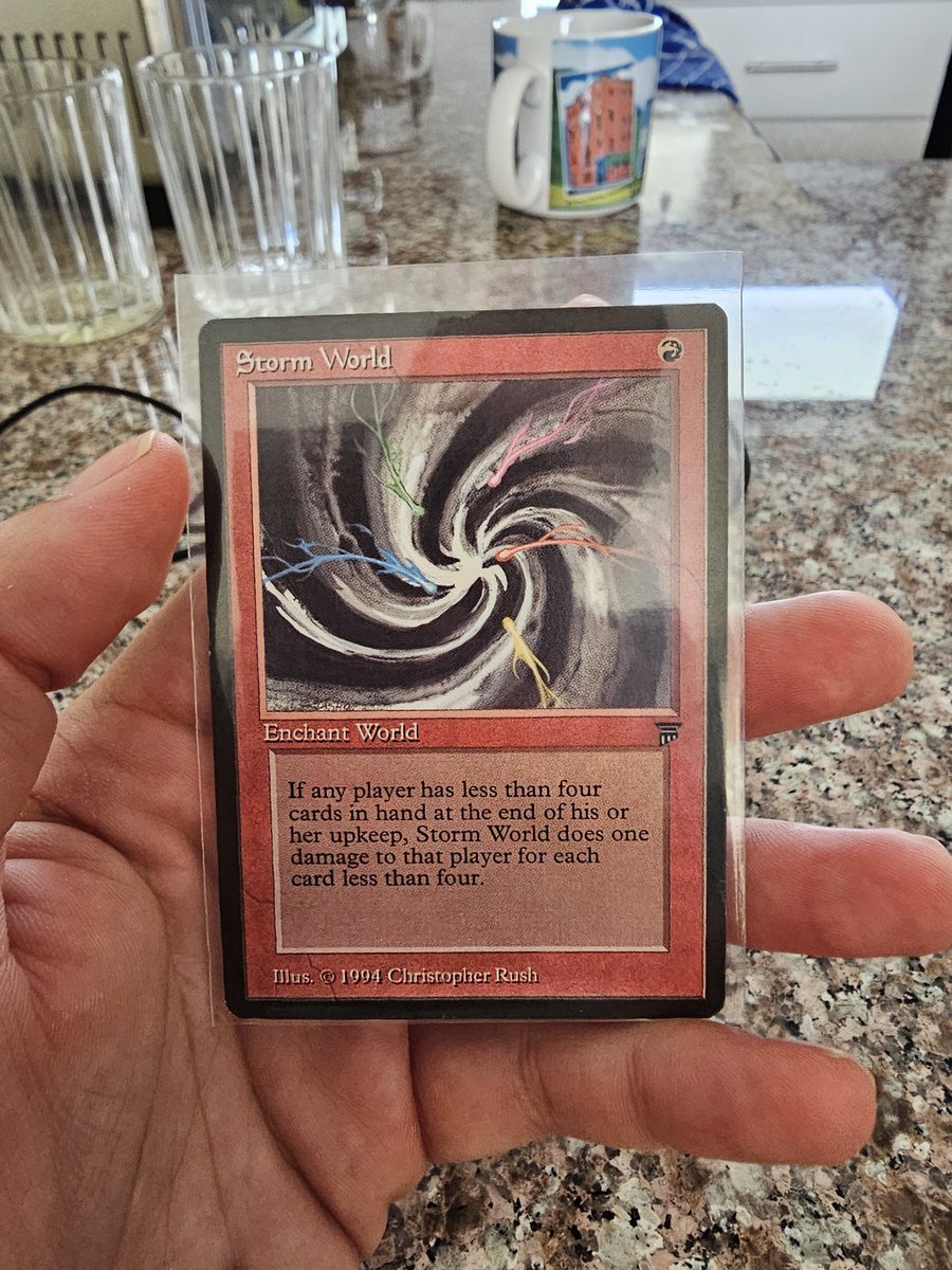 DeJohnsMustard's tweet photo. Storm World AP, originally painted by Chris Rush, has a painting of Koi circling a Black lotus that was painted by his daughter Sierra Rush. A true gem ๐. #ChrisRush #SierraRush #BlackLotus #ArtistProof https://t.co/pQTqPQ2FpM