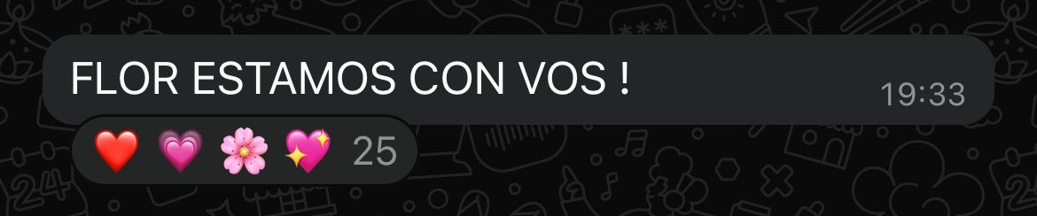 Cata en su canal de whatsapp, te queremos vizcacha 🌸

FLOR ESTAMOS CON VOS