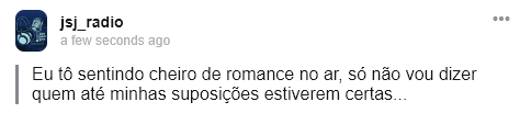 jsj_radio's tweet photo. Sem nome, sem credibilidade! Brincadeira, nony… Mas espero que tenhamos novos pombinhos. 🥰 https://t.co/Z91FVndMBr