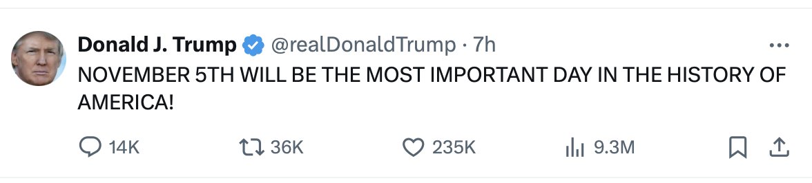 ArtCandee's tweet photo. November 5th is the day we kick him to the curb once and for all. https://t.co/o6i3fz3wme