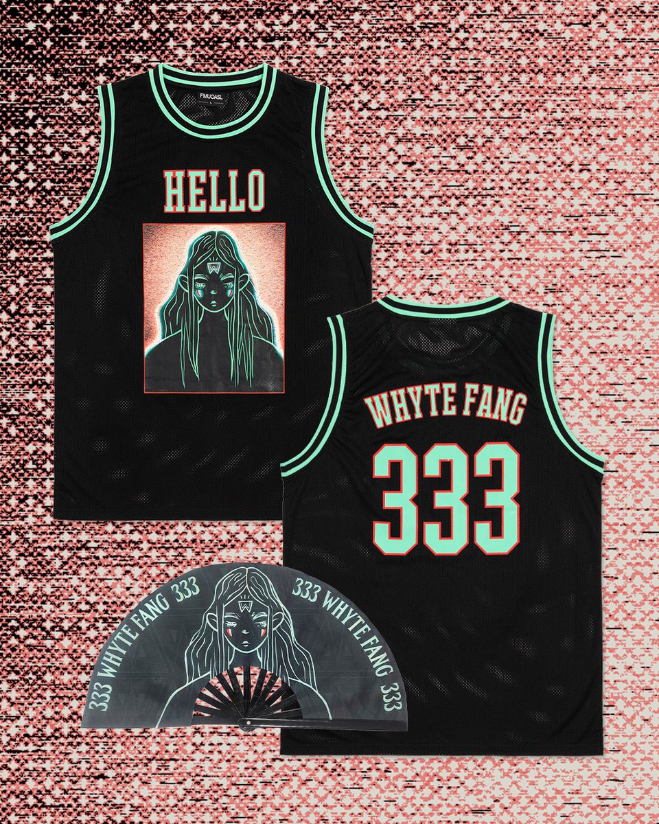 DROPPING THIS TUESDAY 2PM PST. The Whyte Fang 333 basketball jersey and hand fan. Via fmuoasl.com (sorry to all who missed out at lollapalooza)