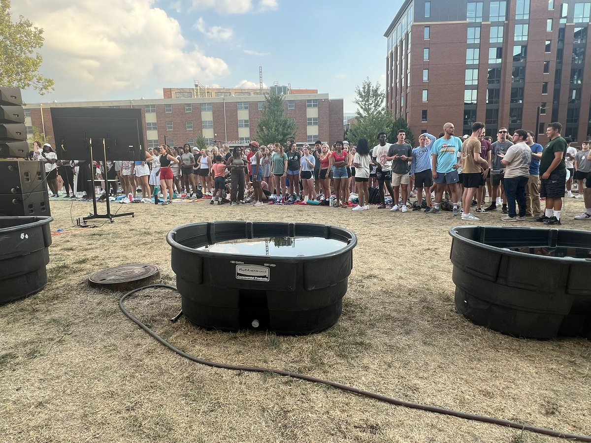 TheLantern's tweet photo. BREAKING NEWS: Roughly 750 people are gathered near Curl Market as several Ohio State football players are preparing to undergo a Catholic baptism ceremony. https://t.co/lm5w4p7GxI