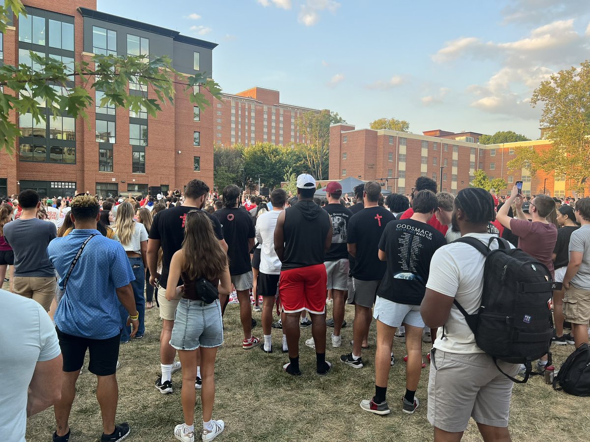 BREAKING NEWS: Roughly 750 people are gathered near Curl Market as several Ohio State football players are preparing to undergo a Catholic baptism ceremony.
