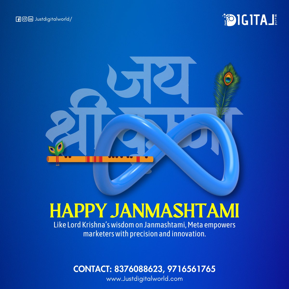 JDW_2019's tweet photo. #Meta helps #marketers navigate the #digitalworld with precision and innovation, much like the timeless wisdom of #Krishna guiding us through life on #Janmashtami.✨️ #janmashtamispecial #happyjanmashtami #janmashtamicelebration #krishnajanmashtami #lordkrishna #dahihandi #jdw https://t.co/wQL0Xh3BkR