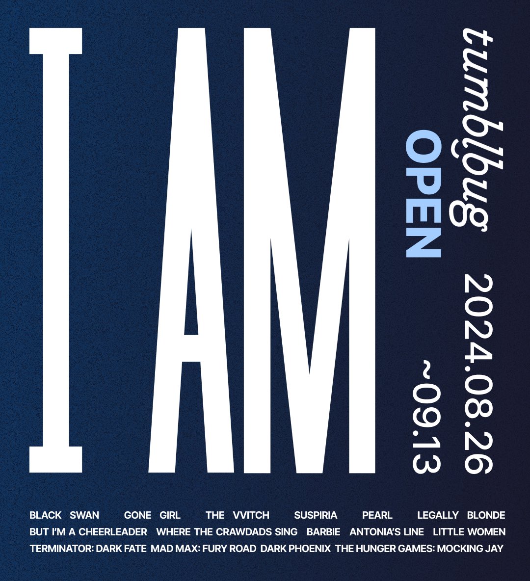 📚 씨네웨이 첫 번째 매거진 “I AM”,
영화 속 다채로운 여성들을 말하다

📍텀블벅 일정: 8/26(월) - 9/13(금)
📍 텀블벅 링크: tumblbug.com/cineway_i_am
📍 #RT 추첨 2분께 올리브영 기프티콘을 보내드려요