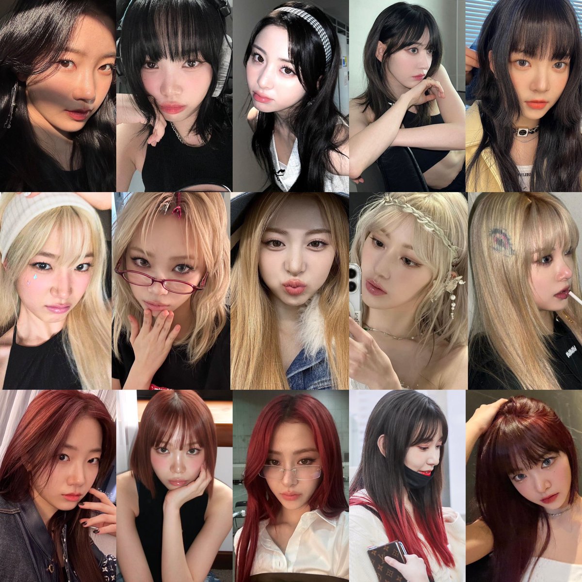 chaeizm's tweet image. we now have ot5 black, blonde and red hair