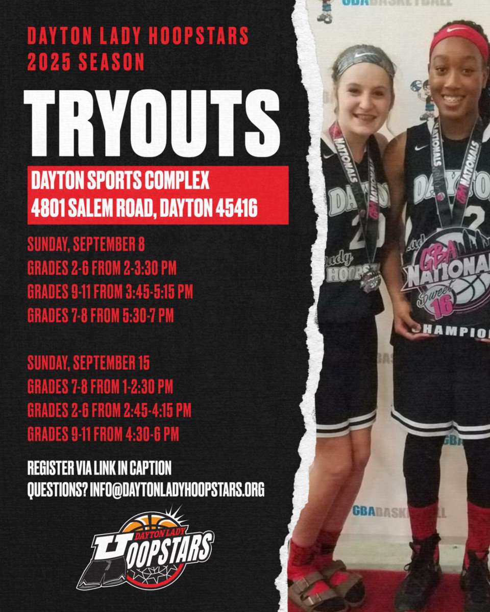 2025 Season TRYOUTS for grades 3-11 will be held 9/8 &amp; 9/15; see times below. Tryout registration forms.gle/g9JoikdgTvfJw8…

#dlhfamily #theshorts #40thseason