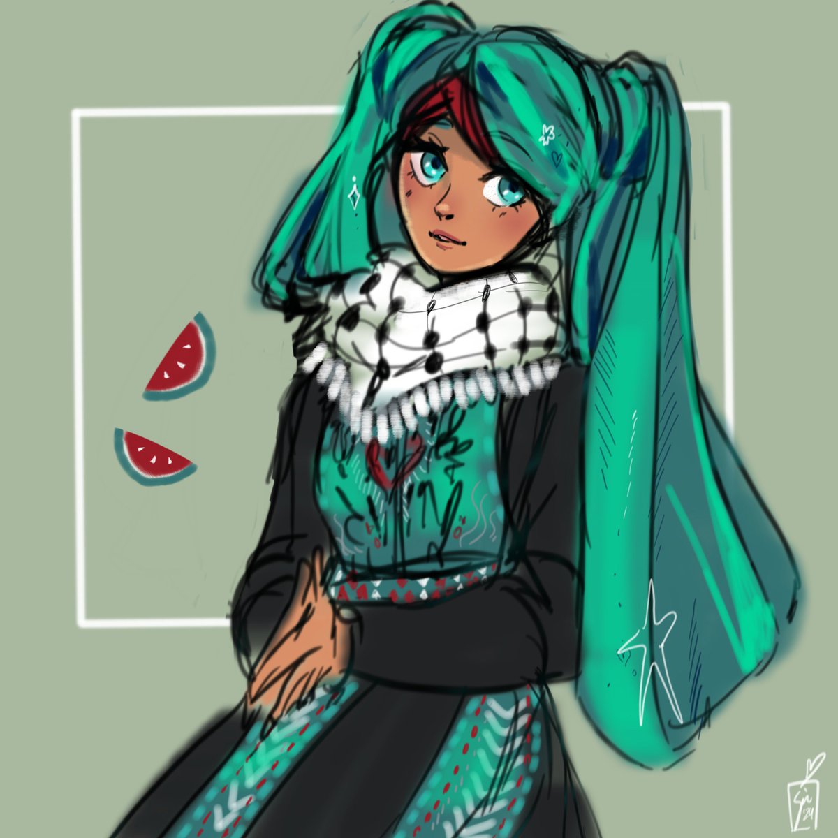 Sie ➡️ AA Shop MTL May 17-18!! (@sieminglyy) on Twitter photo Wish I had more time, but I did Palestinian Miku <3 
#HatsuneMiku Wish I had more time, but I did Palestinian Miku <3 
#HatsuneMiku