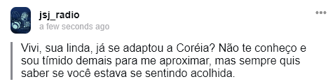 jsj_radio's tweet photo. Como tem sido sua estadia aqui na Coreia do Sul, minha querida @viviana_jsj? Está gostando? Não hesite em nos chamar se precisar de algo! E nony, aproveita pra fazer amizade… Vivi é uma fofa! https://t.co/HQzozXAqoK