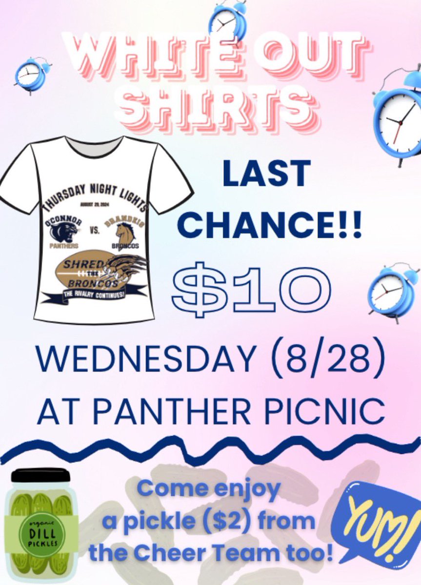 Get your White-Out shirts for the OC v Brandeis game at our Panther Picnic on Wednesday 6-8:30pm.