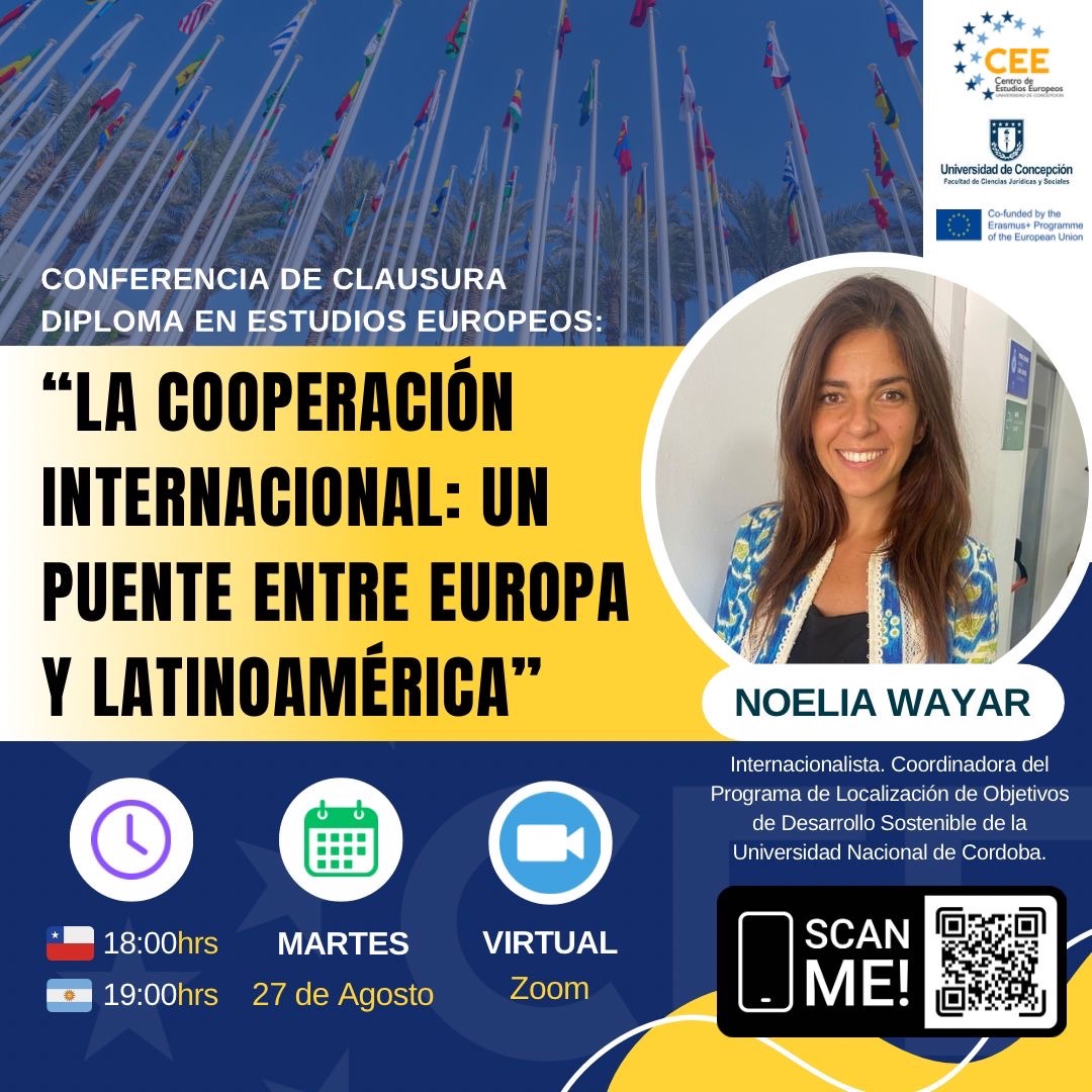 ceeudeconce's tweet image. 📣 ¡Este Martes 27/08!
Te invitamos a participar de la conferencia de clausura del Diploma en Estudios Europeos.
👤 Expone Noelia Wayar @Noewayar, Lic. en Relaciones Internacionales y especialista en cooperación descentralizada.
📝 Inscripciones:
docs.google.com/forms/d/e/1FAI…