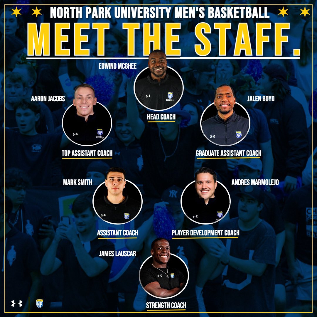 2024-25 North Park Men’s Basketball Staff Is Set.

#GoVikes🟡🏀🔵