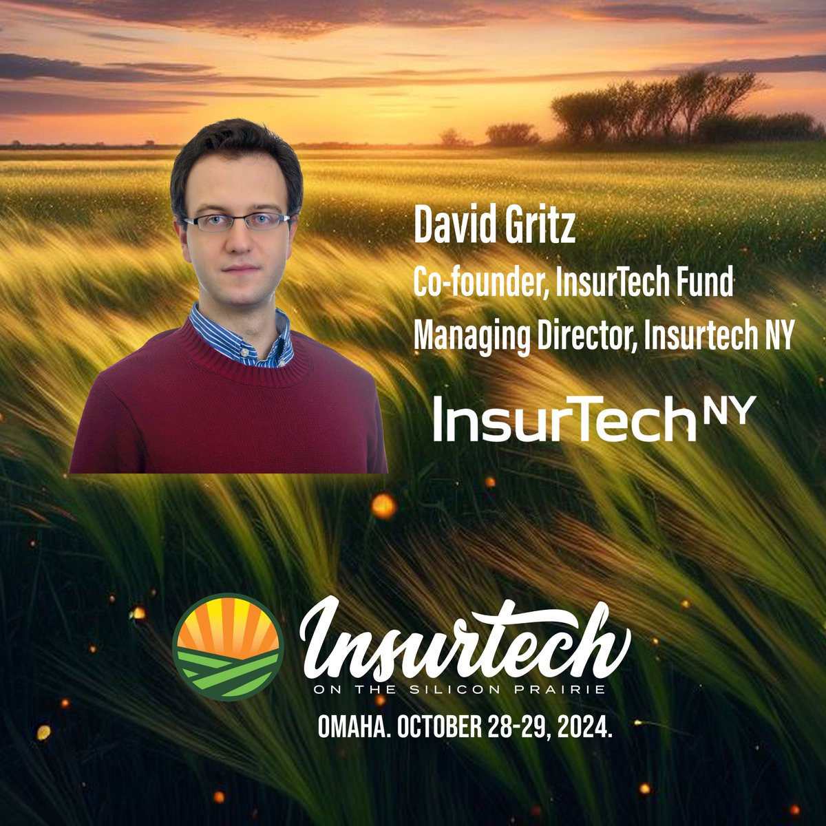We're excited to have David Gritz join us as part of our all-star Venture Capital panel. David is a leader in the insurtech space, helping to grow the Insurtech NY community and through advising and investing in insurtechs. Register today at siliconprairienebraska.com. #bestspeakers