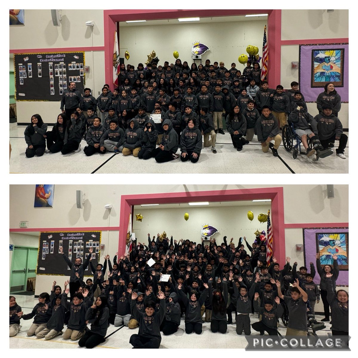 Today we recognized students who leveled up on the SBAC or who scored a three or a four(met or exceeded). They earned a special hoodie.