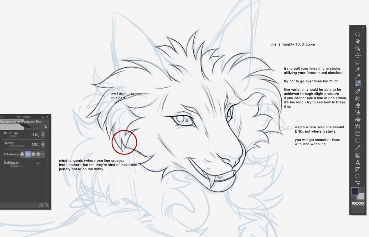 TIGERTWINED's tweet image. a friend asked me how I did lineart. It might be useful to you, too?