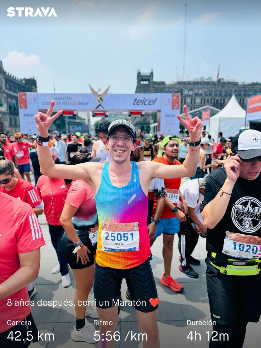 8 años después, recordé que mi pasión está aquí. Agradecido con mi cuerpo por permitírmelo. ❤️🤩🫶🏻 El maratón más animado del mundo. Gracias ⁦<a href="/MaratonCDMX/">Maratón de la Ciudad de México Telcel</a>⁩ tqm 🥰 
strava.app.link/DRYvhCIAmMb