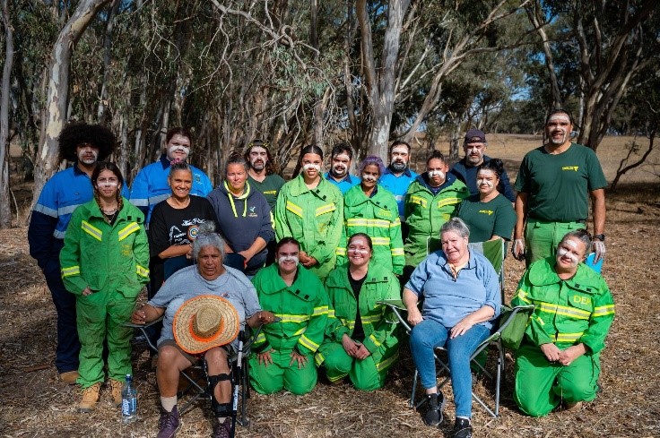 FFMVic's tweet photo. Wotjobaluk Nations Women, supported by BGLC, FFMVic, CFA & Greening Australia held their first cultural burn at Minimay. Elizabeth Mace called it empowering, with three generations passing burning knowledge down from the Aunties to granddaughters. #Culturalburn #FFMVic #CFA #DEECA #BarengiGadjinLandCouncil
