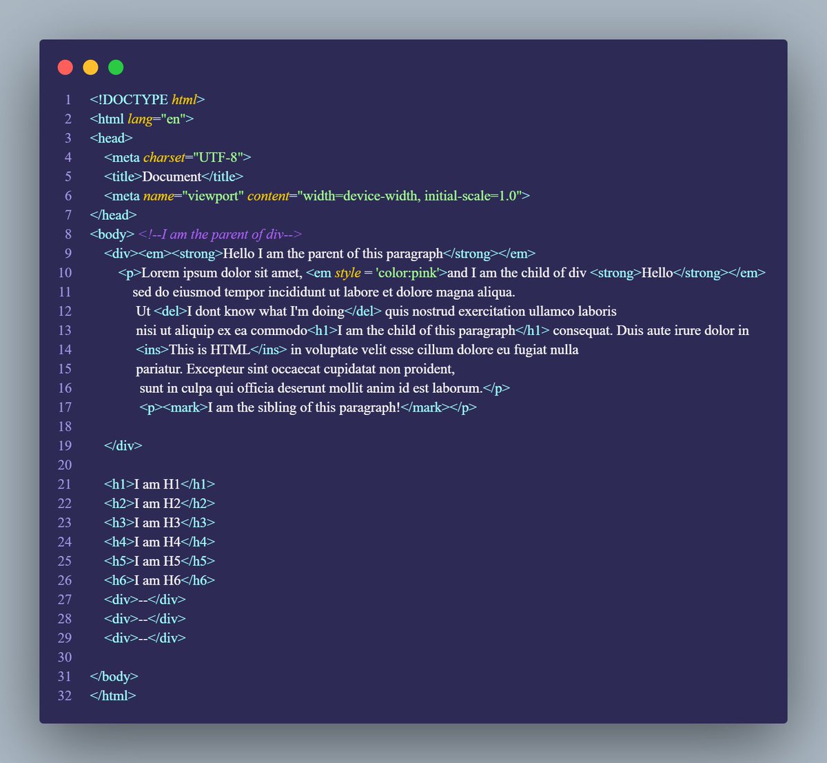 codehatter1's tweet image. Html Refresher 😌

#HTML