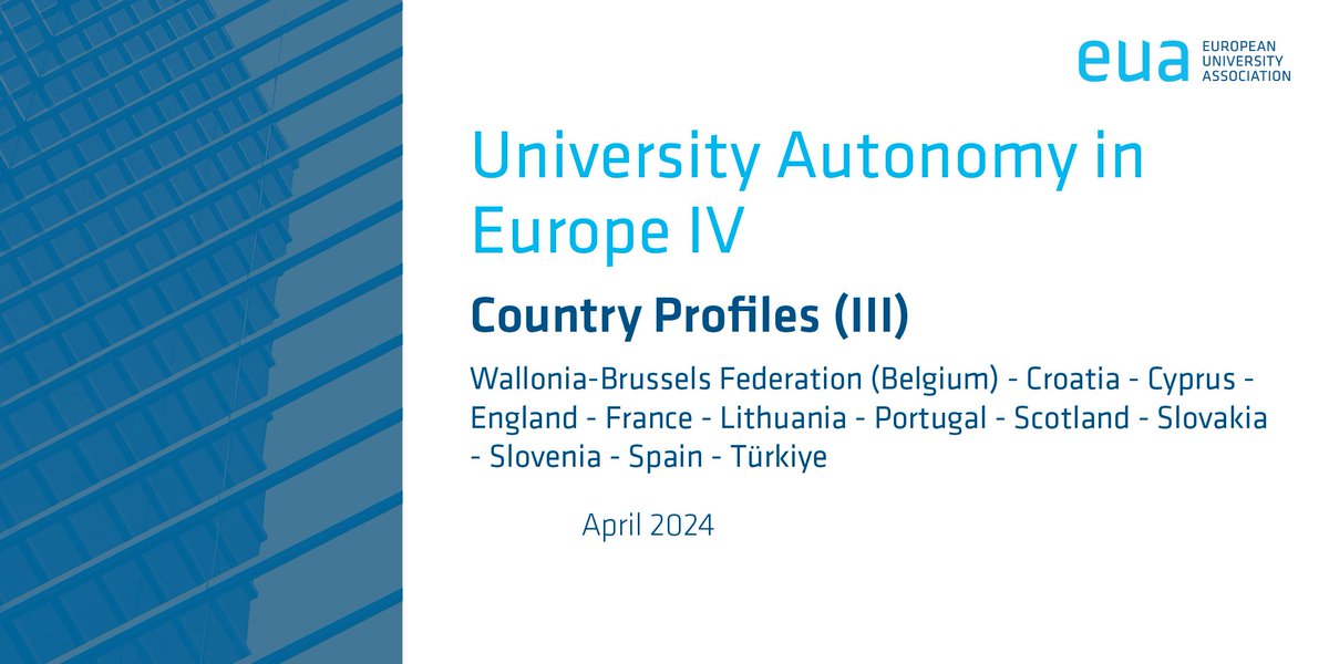 Country per country, system per system, the #AutonomyScorecard country profiles provide a snapshot of the #highered landscape, reforms impacting autonomy, developments &amp; sector views.

Part 3, 🇧🇪 (Wallonia-Brussels), 🇭🇷 🇨🇾 🏴󠁧󠁢󠁥󠁮󠁧󠁿 🇫🇷 🇱🇹 🇵🇹 🏴󠁧󠁢󠁳󠁣󠁴󠁿 🇸🇰 🇸🇮 🇪🇸 🇹🇷 
🔗 bit.ly/45ZIRNI