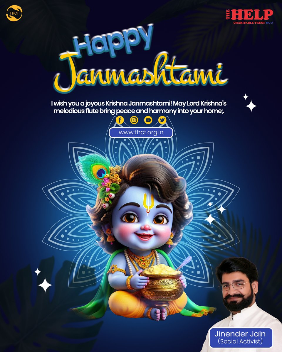 Jinenderthct's tweet photo. HAPPY JANMASHTAMI !!  #JANMASHTAMI #LORDKRISHNA #BIRTHDAY #THCT #donation #donations #donationswelcome #nonprofit #socialgood #donate #nonprofitorganization #charity #volunteer #helpingothers #volunteers #fundraiser #humanity #save #givebacktothecommunity #nonprofits #fundraise . https://t.co/LysQ46YOJa