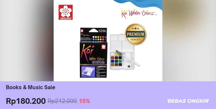 rahayudwi52's tweet image. Art supplies hari ini🌟
Cat air poket dari Sakura Koi yang praktis. 12 warna padat dan sudah ada water brush. 
🤩 Ada diskon 15% jadi Rp180.200, nih. Cek di Tokopedia sebelum diskonnya kehabisan!
#artsupplies #arttool #affiliate #tokopedia tokopedia.link/FJAfFuYXmMb