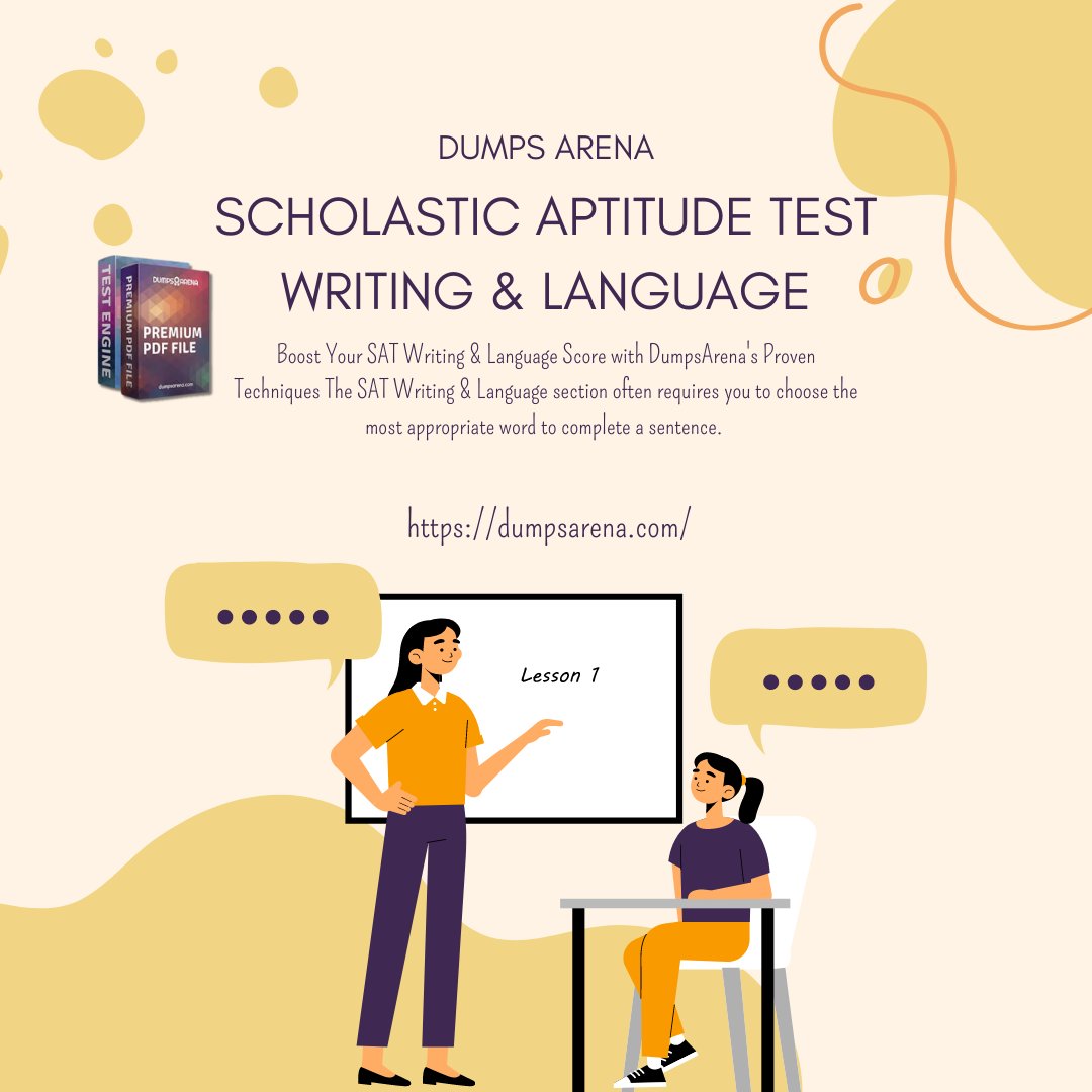 TorZerg60165's tweet image. Master the Scholastic Aptitude Test Writing &amp;amp; Language section with ease. DumpsArena provides the tools for top performance. 🌟#Dumpsarena #SATwriting #LanguageSkills #TestPrep #GrammarMatters #ImproveWriting #BoostVocabulary #AceTheSAT #PracticeMakesPerfect #TestTakingTips
