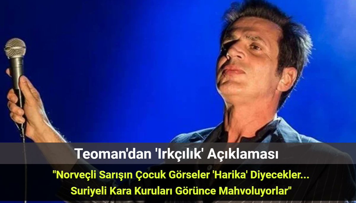 habercomsosyal's tweet photo. Teoman'dan 'Irkçılık' Açıklaması: "Norveçli Çocuk Görseler Harika, Suriyeli Görünce Mahvoluyorlar"
https://t.co/9gGRl2F9Tl
#Gündem #Göçmen #Şarkıcı #Suriyeli #Teoman #Norv https://t.co/9GIK1G6KWg