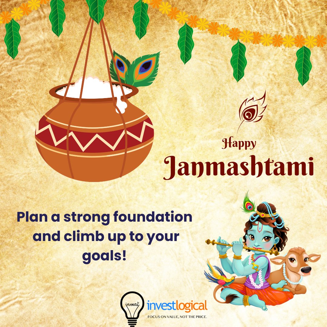 investlogical's tweet photo. 🌟"The mind is restless and difficult to restrain, but it is subdued by practice." - Lord Krishna, Bhagavad Gita.✨

Happy Janmashtami from the Investlogical team!

#India #Janmashtami #financetips #personalfinance #investors #Financialplanning #foundation #FinancialWellness https://t.co/u1xtMXIo2f